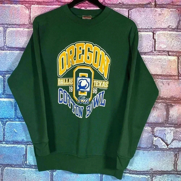 ONEITA Other - 1990s University Of Oregon Cotton Bowl Crewneck Medium Unisex Sweatshirt Green